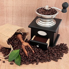 Image showing Coffee Grinder and Beans