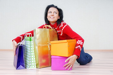 Image showing Lady with gift packages