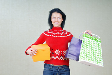 Image showing Woman with gift packages