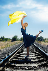 Image showing Dancing on the railroad