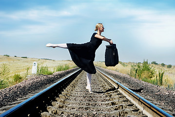 Image showing Ballet dancer with bag