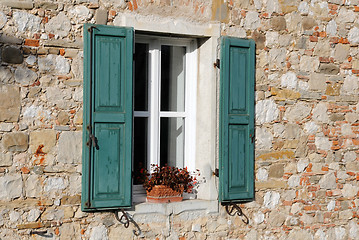 Image showing Window with Green Shutters