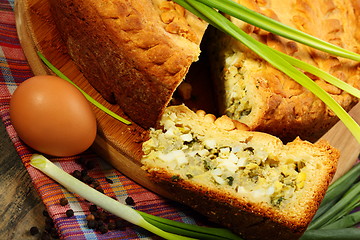 Image showing Pie with egg and onion stuffing.