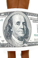 Image showing Woman and a 100 dollar bill