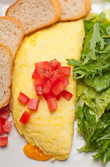 Image showing cheese ometette with tomato and salad