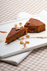 Image showing fresh healthy carrots and walnuts cake dessert