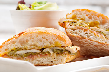 Image showing Italian ciabatta panini sandwich chicken