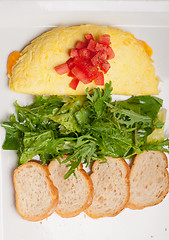 Image showing cheese ometette with tomato and salad