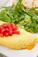 Image showing cheese ometette with tomato and salad
