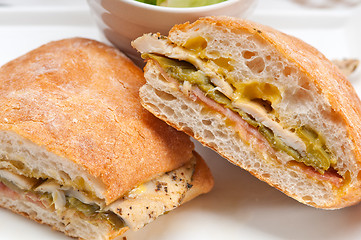 Image showing Italian ciabatta panini sandwich chicken