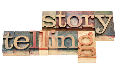 Image showing storytelling word in wood type