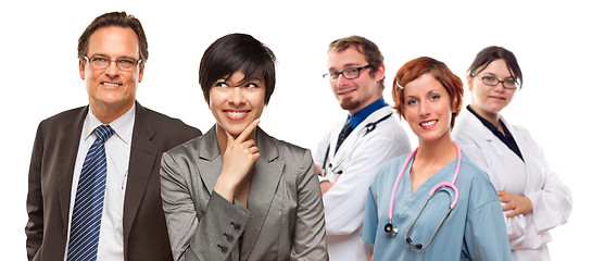 Image showing Mixed Race Women and Businessman with Doctors or Nurses