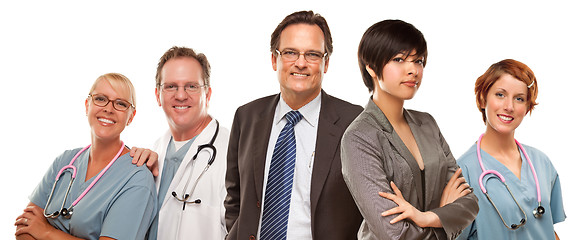 Image showing Mixed Race Women and Businessman with Doctors or Nurses