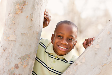 Image showing Young African American Boy Playing in the Park