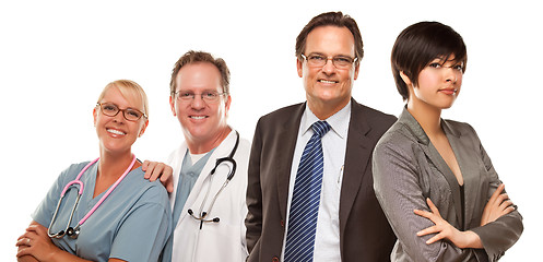 Image showing Mixed Race Women and Businessman with Doctors or Nurses