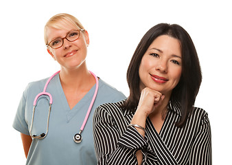 Image showing Hispanic Woman with Female Doctor or Nurse