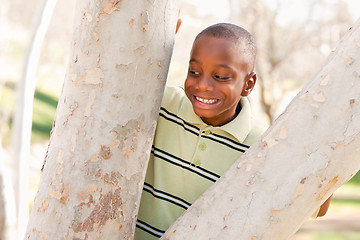 Image showing Young African American Boy Playing in the Park