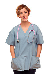 Image showing Smiling Female Doctor or Nurse on White