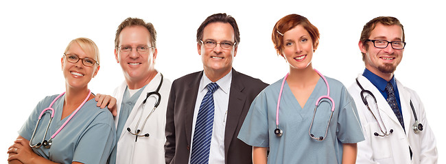 Image showing Group of Doctors or Nurses and Businessman on White