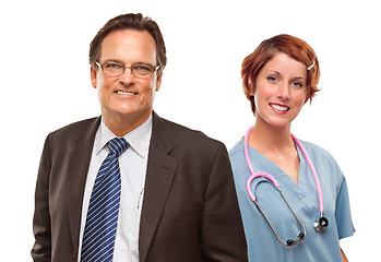 Image showing Smiling Businessman with Female and Doctor and Nurse