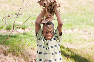 Image showing Young African American Boy Playing in the Park