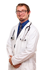 Image showing Smiling Male Doctor on White