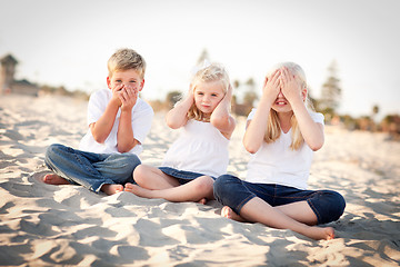 Image showing See, Hear and Speak No Evil Children Outside