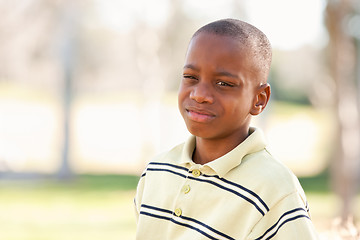 Image showing Young African American Boy Playing in the Park