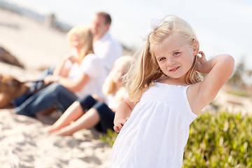 Image showing Adorable Little Blonde Girl Having Fun At the Beach