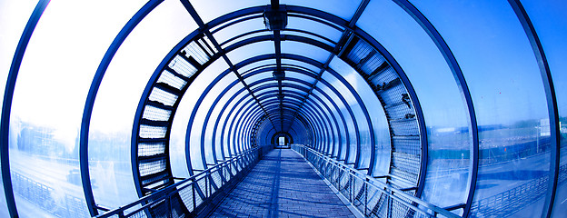 Image showing Interior blue tunnel