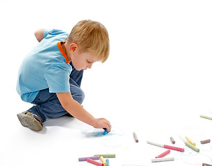 Image showing Boy Drawing with Chalk 