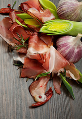 Image showing Jamon, Leek and Garlic