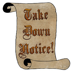 Image showing 3D Wood Type Take Down Notice on Scroll