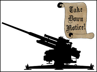 Image showing Take Scroll Down Notice with Anti Aircraft Gun