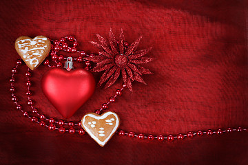 Image showing valentine heart with flower on red background