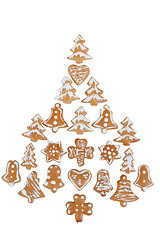 Image showing gingerbreads arranged as christmas tree