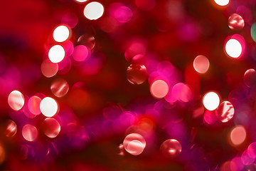 Image showing Abstract background. Blurred colorful circles bokeh of christmas lights 