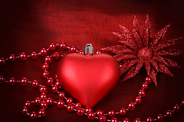 Image showing valentine heart with flower on red background