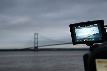 Image showing Humber Bridge being filmed