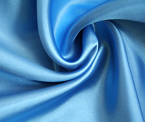 Image showing Smooth elegant blue silk as background