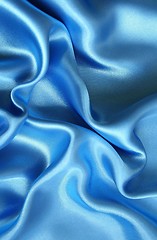 Image showing Smooth elegant blue silk as background