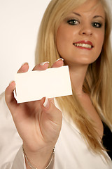 Image showing Businesswoman hands, woman holding Card