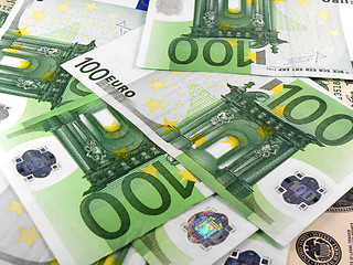 Image showing Background with different european union banknotes