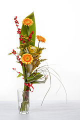 Image showing fresh bouquet from orange gerbers