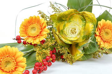 Image showing fresh bouquet from orange gerbers