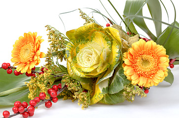 Image showing fresh bouquet from orange gerbers