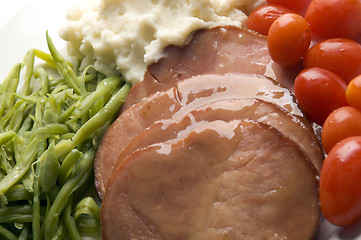 Image showing glazed ham dinner