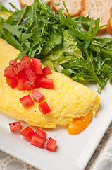 Image showing cheese ometette with tomato and salad