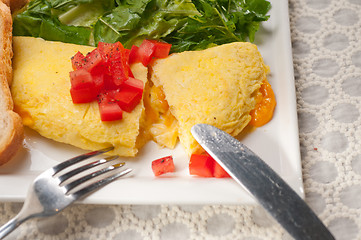 Image showing cheese ometette with tomato and salad