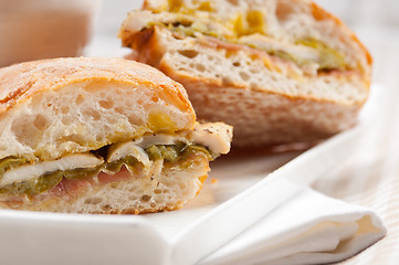 Image showing Italian ciabatta panini sandwich chicken